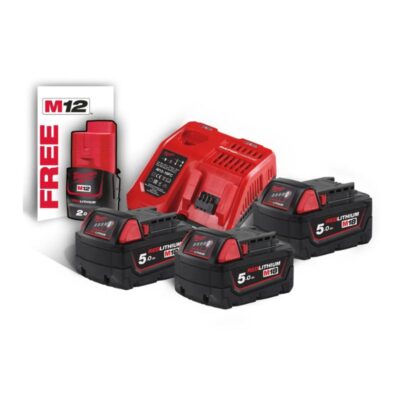 Milwaukee set punjač M12-M18 i 3 baterije 5,0 Ah REDLITHIUM