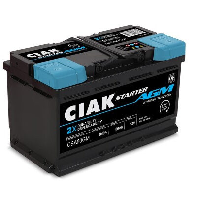Ciak 80Ah 840A D+ AGM akumulator 12 V